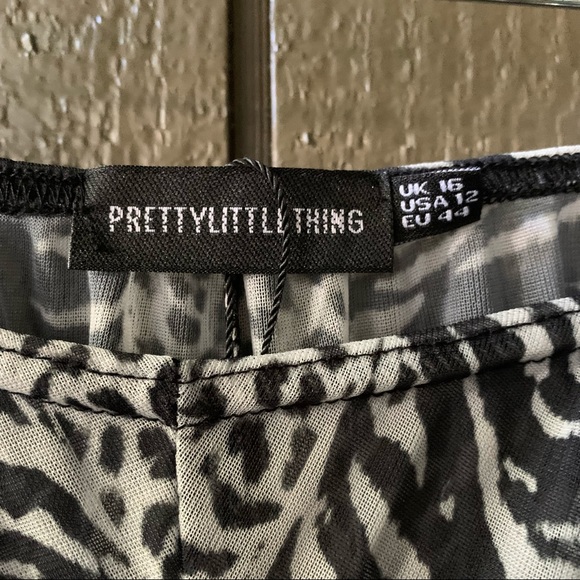 PrettyLittleThing Plus Size Black Animal Print Cover Up Pants - Picture 5 of 8